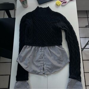 Maeve by Anthropologie Blue Layered Knit Sweater XXS